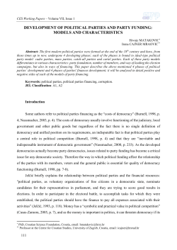 development of political parties and party funding: models and