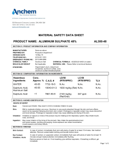 PRODUCT NAME: ALUMINUM SULPHATE 48% AL300