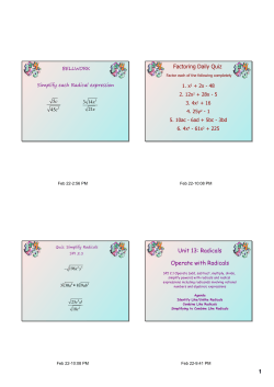 1 Unit 13: Radicals Operate with Radicals