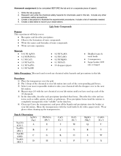 Lab: Ionic Compounds AgNO3 (Ag+) Pb(NO3)2 (Pb+2) CaCl2 (Ca+