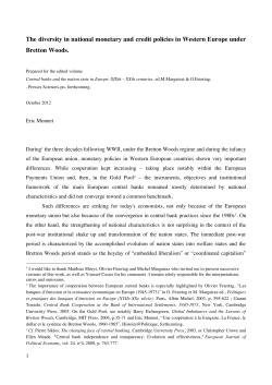 The diversity in national monetary and credit policies in Western