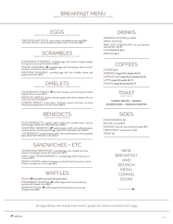 EGGS SCRAMBLES OMELETS BENEDICTS WAFFLES DRINKS