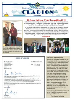 July 2016 - Claremont High School Academy