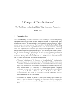 A Critique of &ldquo;Deradicalization&rdquo;