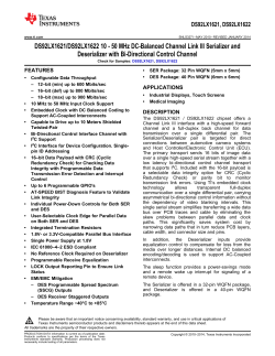 DS92LX1621/1622 10-50MHz DC-Balanced Ch Link III SER/DES w