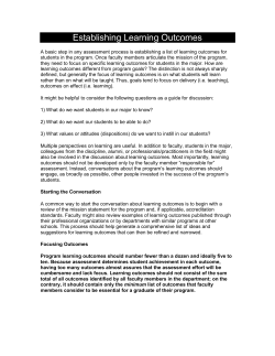 Establishing Learning Outcomes