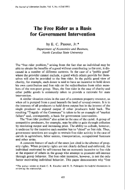The Free Rider as a Basis for Government Intervention