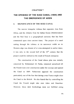 CHAPTER? THE OPENING OF THE SUEZ CANAL (1869) AND THE