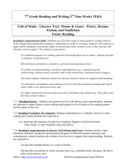 7th Grade Reading and Writing TEKS 3rd Nine Weeks