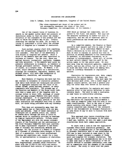 STATISTICS FOR LEGISLATORS John W. Lehman, Joint Economic