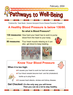 Know Your Blood Pressure A Healthy Blood Pressure is below 130/80.