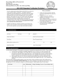 2011-2012 Dependent Verification Worksheet