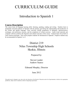 Spanish Intro 1 - Niles Township High Schools District 219