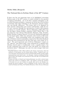 The National Idea in Serbian Music of the 20th Century