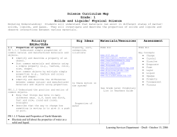 Science Curriculum Map Grade: 1 Solids and Liquids/ Physical