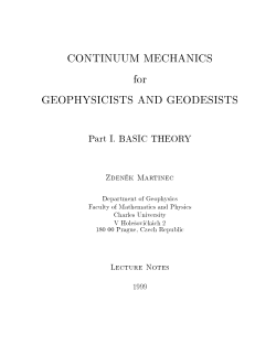 CONTINUUM MECHANICS for GEOPHYSICISTS AND