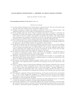 GAUSS-JORDAN ELIMINATION: A METHOD TO SOLVE LINEAR