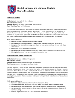Grade 7 Language and Literature (English) Course Description