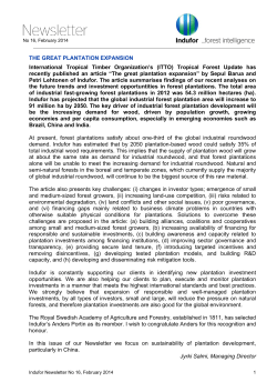 THE GREAT PLANTATION EXPANSION International Tropical
