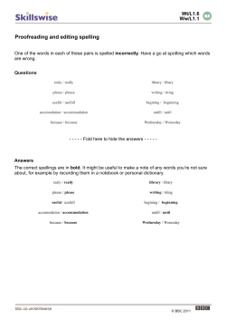 Proofreading and editing spelling
