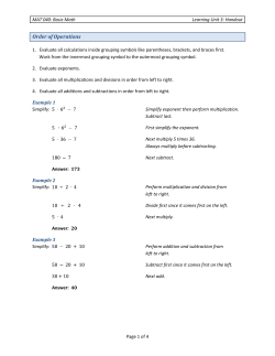 Order of Operations - Indian Hills Community College