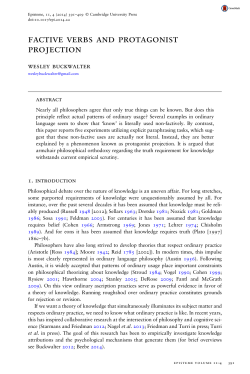 factive verbs and protagonist projection
