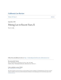 Mining Law in Recent Years, II. - Berkeley Law Scholarship Repository