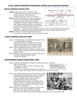 A Few Colonial Rebellions Illustrating Conflict and Competing