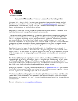 Taco John`s&reg; Mexican Food Franchise Launches