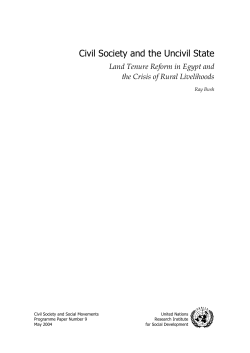 Civil Society and the Uncivil State Land Tenure Reform in Egypt and