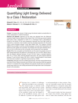 Quantifying Light Energy Delivered to a Class I Restoration