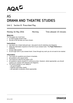 A-level Drama and Theatre Studies Question paper Unit 01