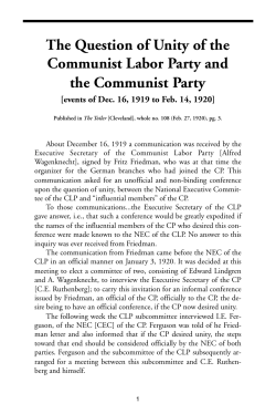 The Question of Unity of the Communist Labor