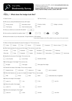 Biodiversity Survey recording sheet