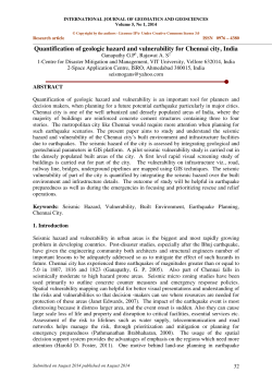 Quantification of geologic hazard and vulnerability for Chennai city
