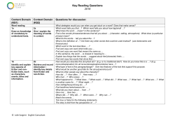 Key Reading Questions - Primary Support Team