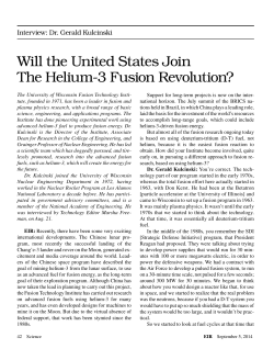 Dr. Gerald Kulcinski: Will the United States Join the Helium