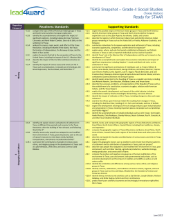 4th Grade SS Standards Snapshot