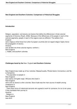 New England and Southern Colonies
