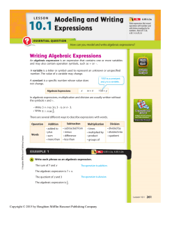 Modeling and Writing Expressions
