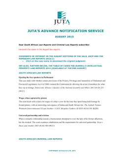 JUTA`S ADVANCE NOTIFICATION SERVICE