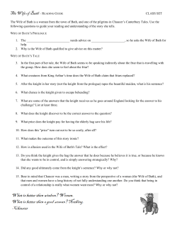 The Wife of Bath &ndash; READING GUIDE