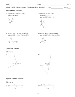Mod. 16-18 Postulate and Theorems Test Review