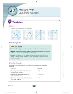 Modeling With Quadratic Functions