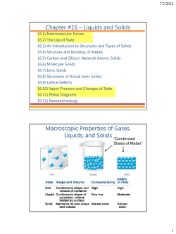 Liquids and Solids Macroscopic Properties of Gases