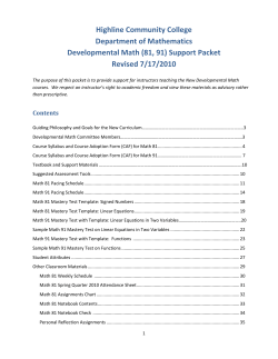 Developmental Math Support Packet Final