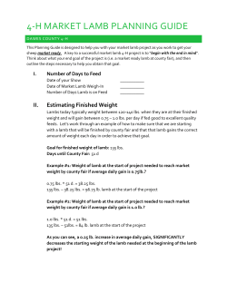 4-H MARKET LAMB PLANNING GUIDE