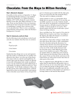 Chocolate: From the Maya to Milton Hershey (September 2015)