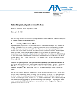 Federal Criminal Justice Legislative Update