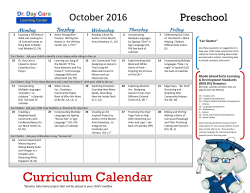 Curriculum Calendar